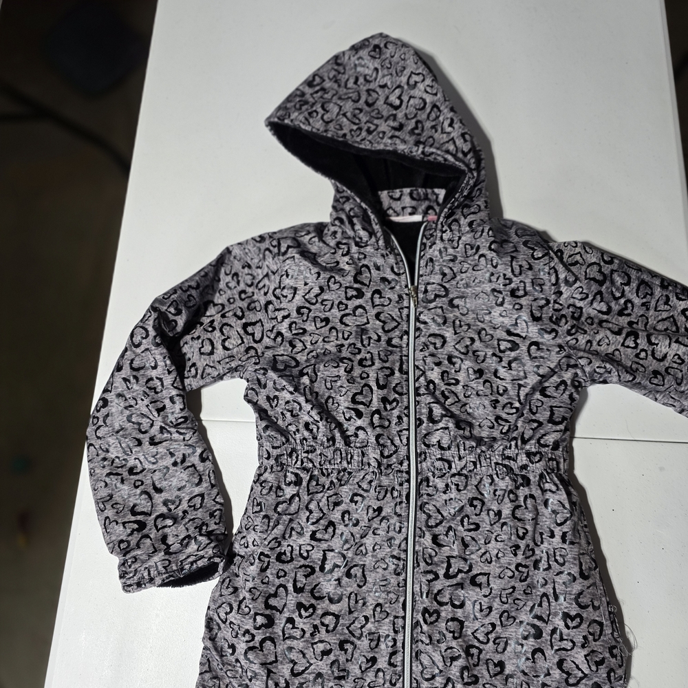 Penelope Mack Gray and Black Heart Print Raincoat